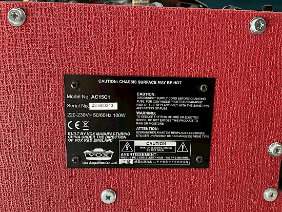 Vox AC15C1 Limited edition red